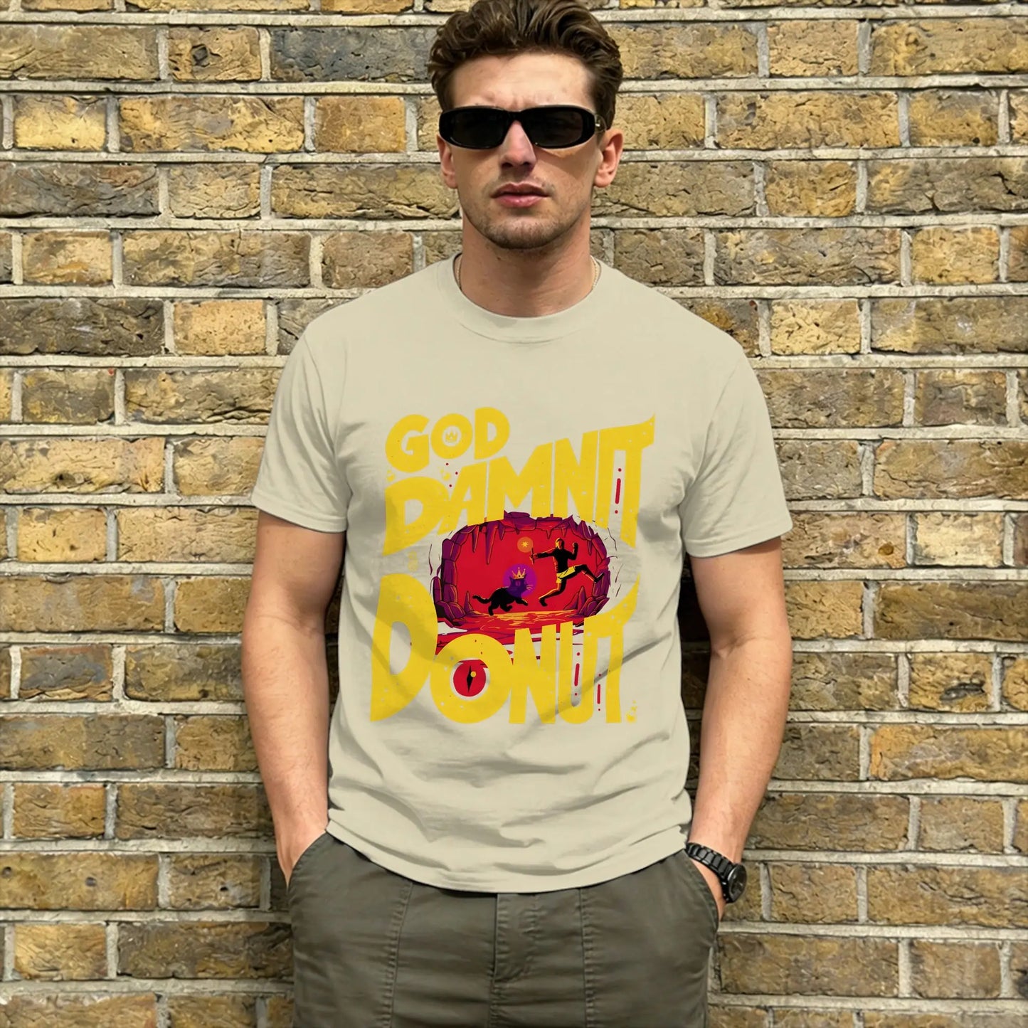 Dungeon Crawler Carl T-Shirt Summer Harajuku T Shirts Men Pure Cotton O Neck Oversized Top Tees Short Sleeve Classic Tshirt Peaceful Pleasures Health and Wellness Khaki 5XL