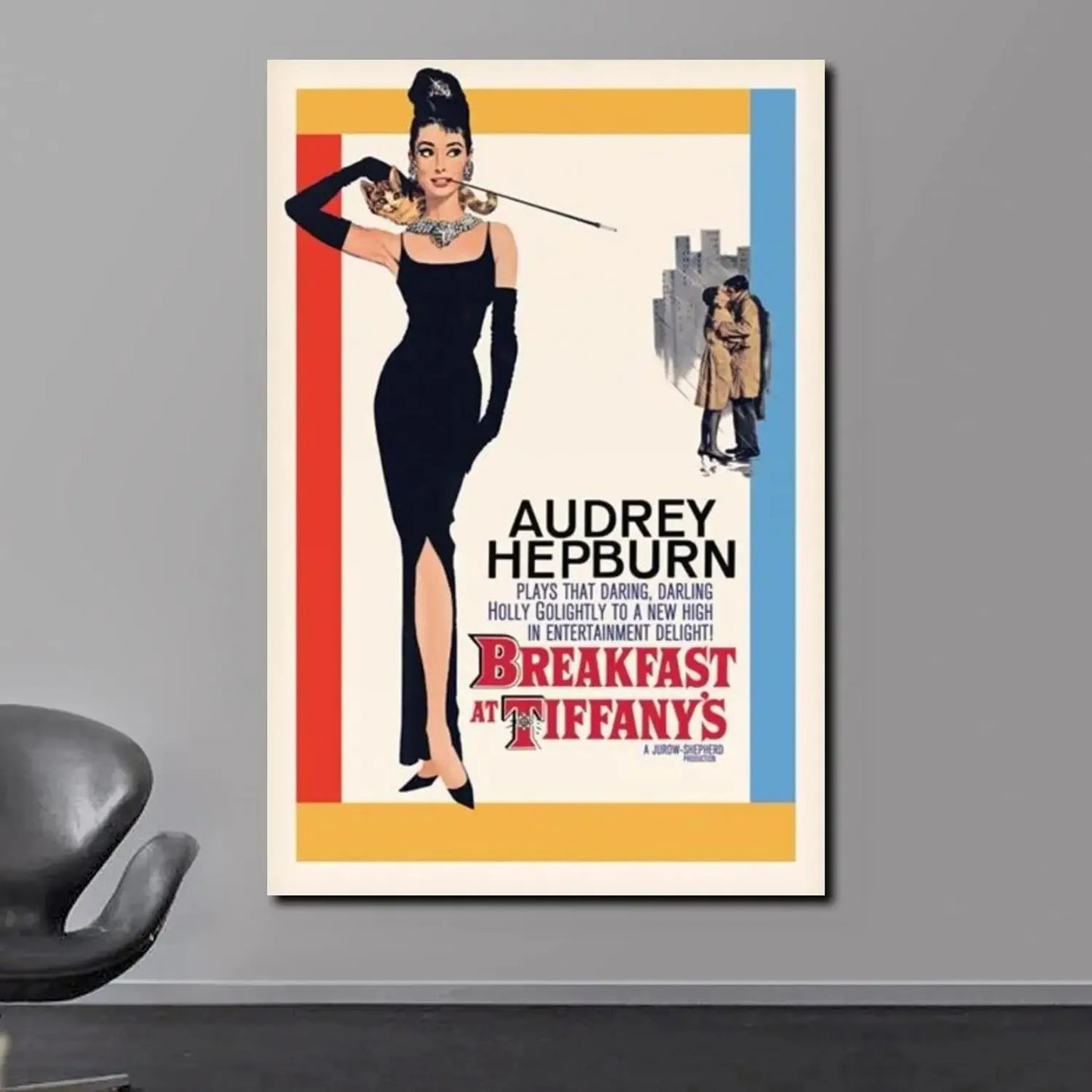 Scandinavian Classic Vintage Wall Art Audrey Hepburn Breakfast at Tiffanys HD Canvas Poster Print Home Bedroom Living Room Decor Peaceful Pleasures Health and Wellness