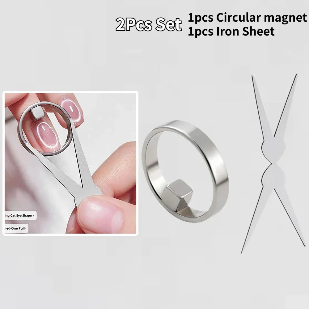 Hollow Black Hole Cat Eye Magnet Ring DIY Cat Eye Nail Art Effect Strong Magnetic Tool for Magnetic Gel Polish Manicure Tools Peaceful Pleasures Health and Wellness 02 Set