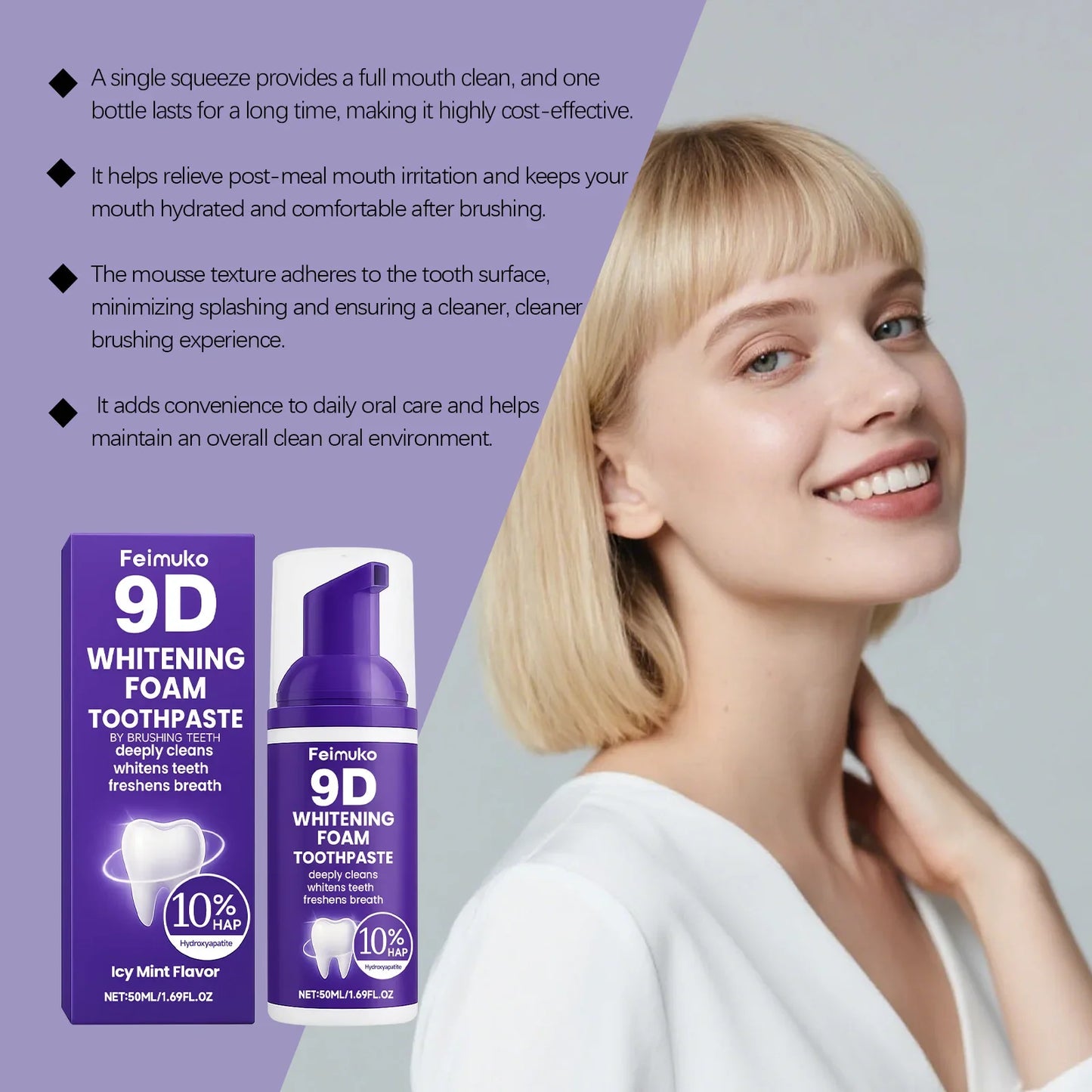 FEIMUKO 9D Whitening Mousse Toothpaste – Plaque & Stain Removal