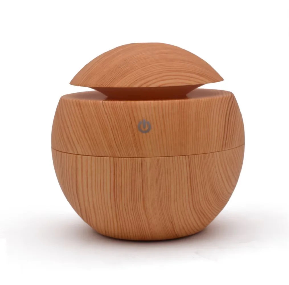 Mini Wood-Grain Spherical Humidifier & Aromatherapy Diffuser