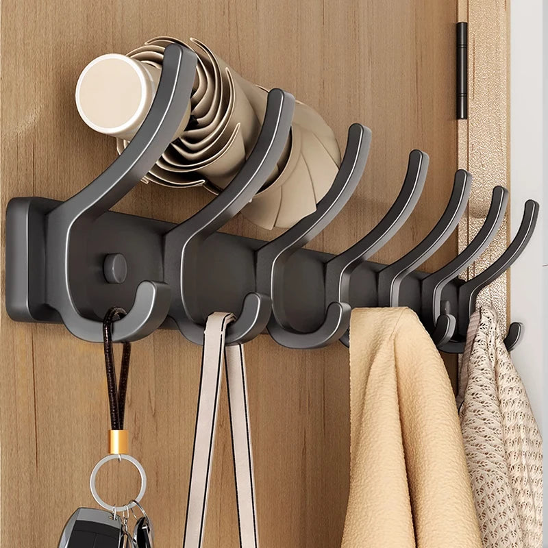 6-Hook Wall Mounted Aluminum Towel & Hat Rack | Door Hook