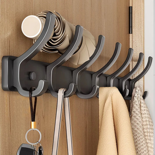 6-Hook Wall Mounted Aluminum Towel & Hat Rack | Door Hook Wall Hook Rack Peaceful Pleasures Health and Wellness