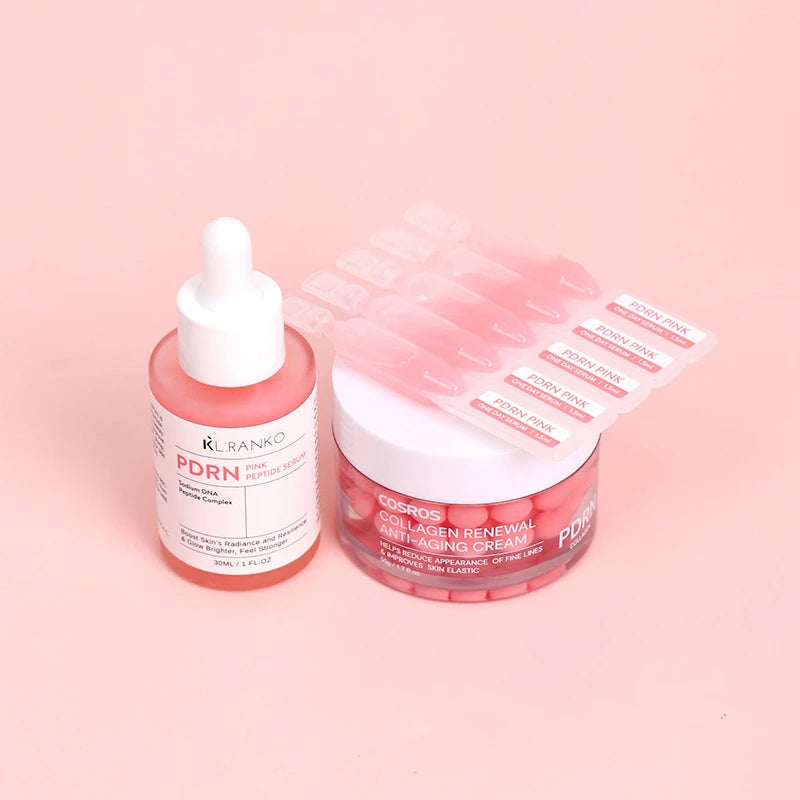 PDRN Pink Korean Skincare Set – Collagen Cream, Serum & Masks