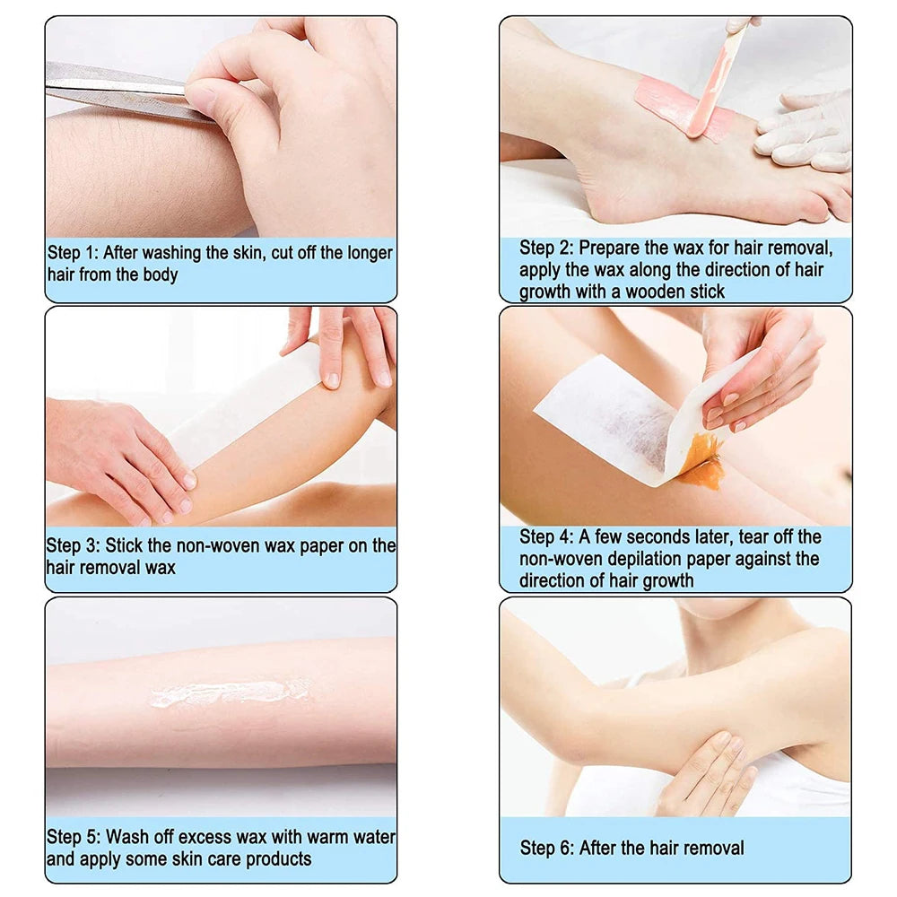 Alileader 100 Sheets Non Woven Wax Strips Body Facial Eyebrow Bikini Wax Strips For Hair Removal Large Size 2.8" * 7.9" Peaceful Pleasures Health and Wellness