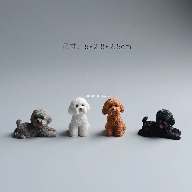 Simulation Poodle Dog Figures Puppy Model Resin Crafts Mini Animal Ornament Miniature Figurine Kawaii Dog Action Figures decor Peaceful Pleasures Health and Wellness