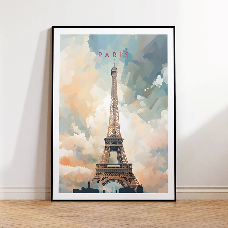 Paris Eiffel Tower Canvas Wall Art | France Travel Poster