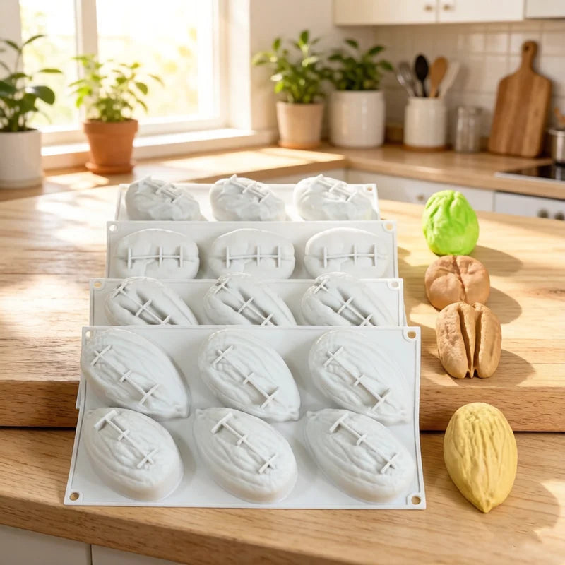 6-Cell Nut-Shaped Silicone Mold – Chocolate, Mousse & Cake