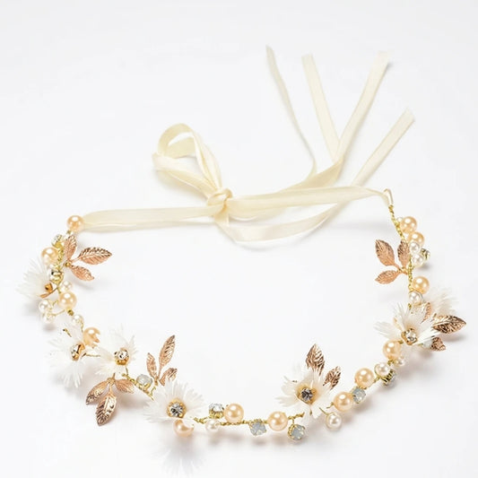 Daisy Crystal-Twist Beaded Headband White 2pcs Alloy Comfort Fit for Women Girls Peaceful Pleasures Health and Wellness