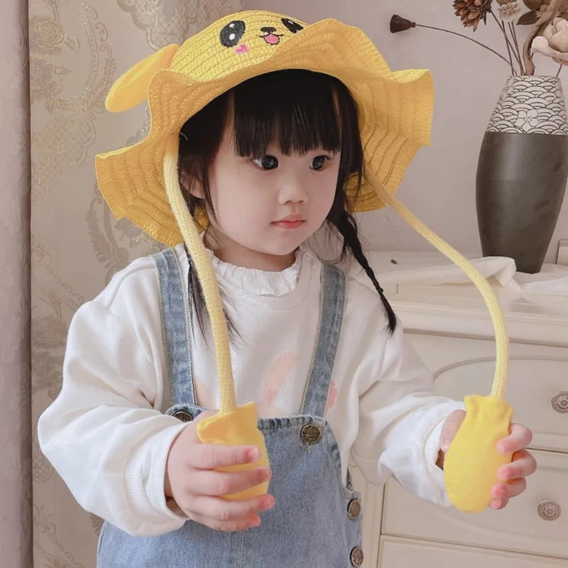 Kids Anti-UV Straw Sun Hat Cute Bunny Ears | Girls & Boys