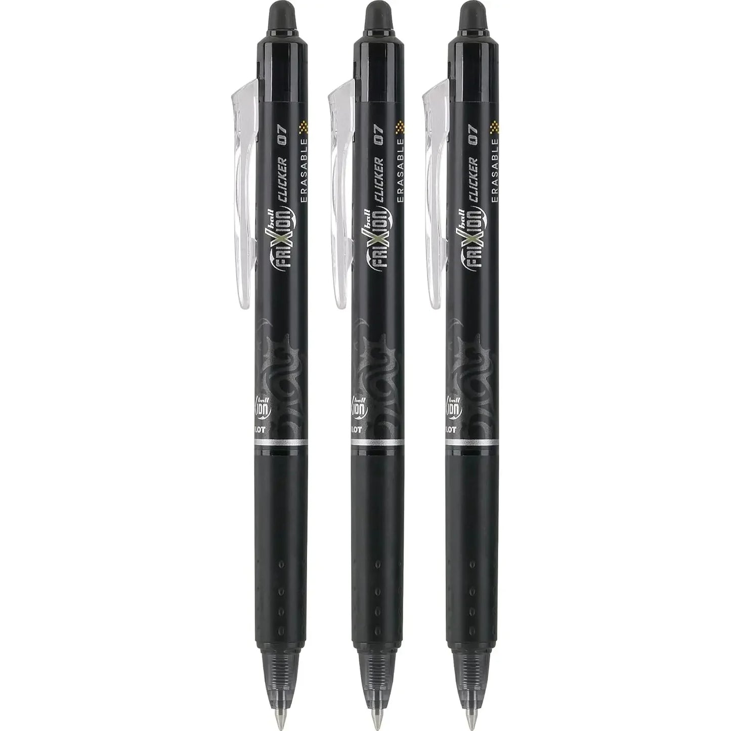 Erasable Retractable Gel Pens, Fine 0.7mm Black Ink, 3-Pack for School and Office Writing Peaceful Pleasures Health and Wellness