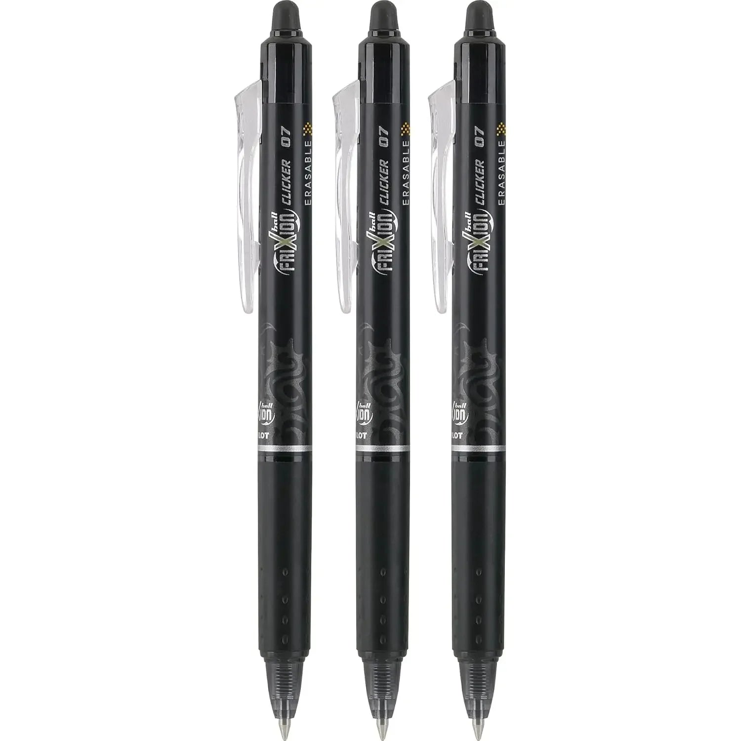 Erasable Retractable Gel Pens, Fine 0.7mm Black Ink, 3-Pack for School and Office Writing Peaceful Pleasures Health and Wellness