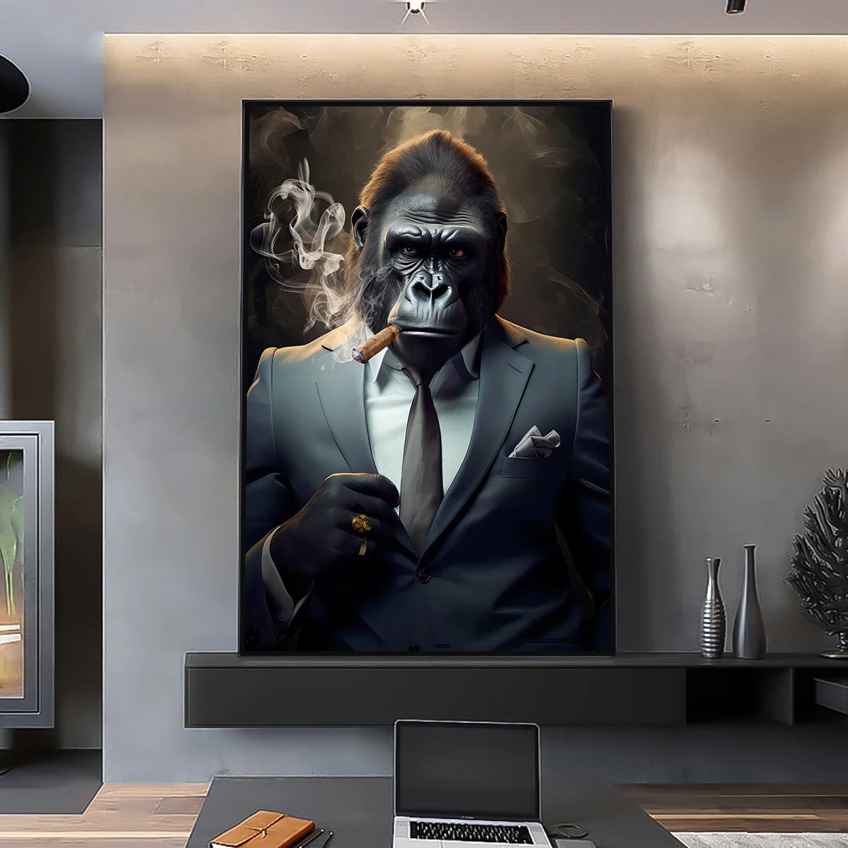 Nordic Gorilla Suit Abstract Canvas Wall Art | Modern Decor