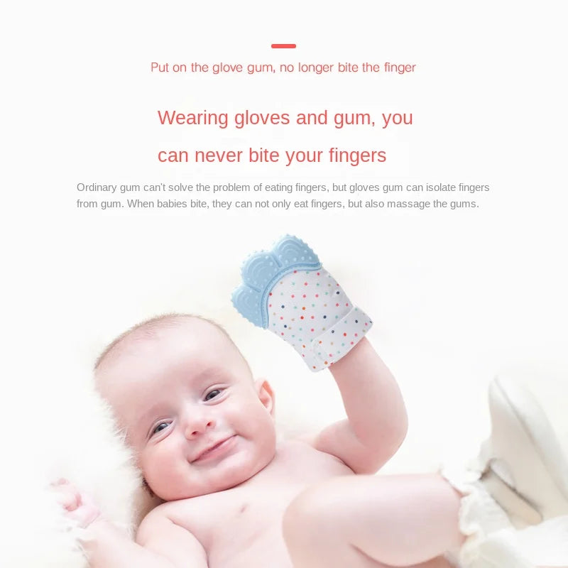 Soft Silicone Baby Tooth Glue Gloves Chewing Toy for Newborns Anti Biting Hand Gloves Teething Relief with Vocalize Design Peaceful Pleasures Health and Wellness