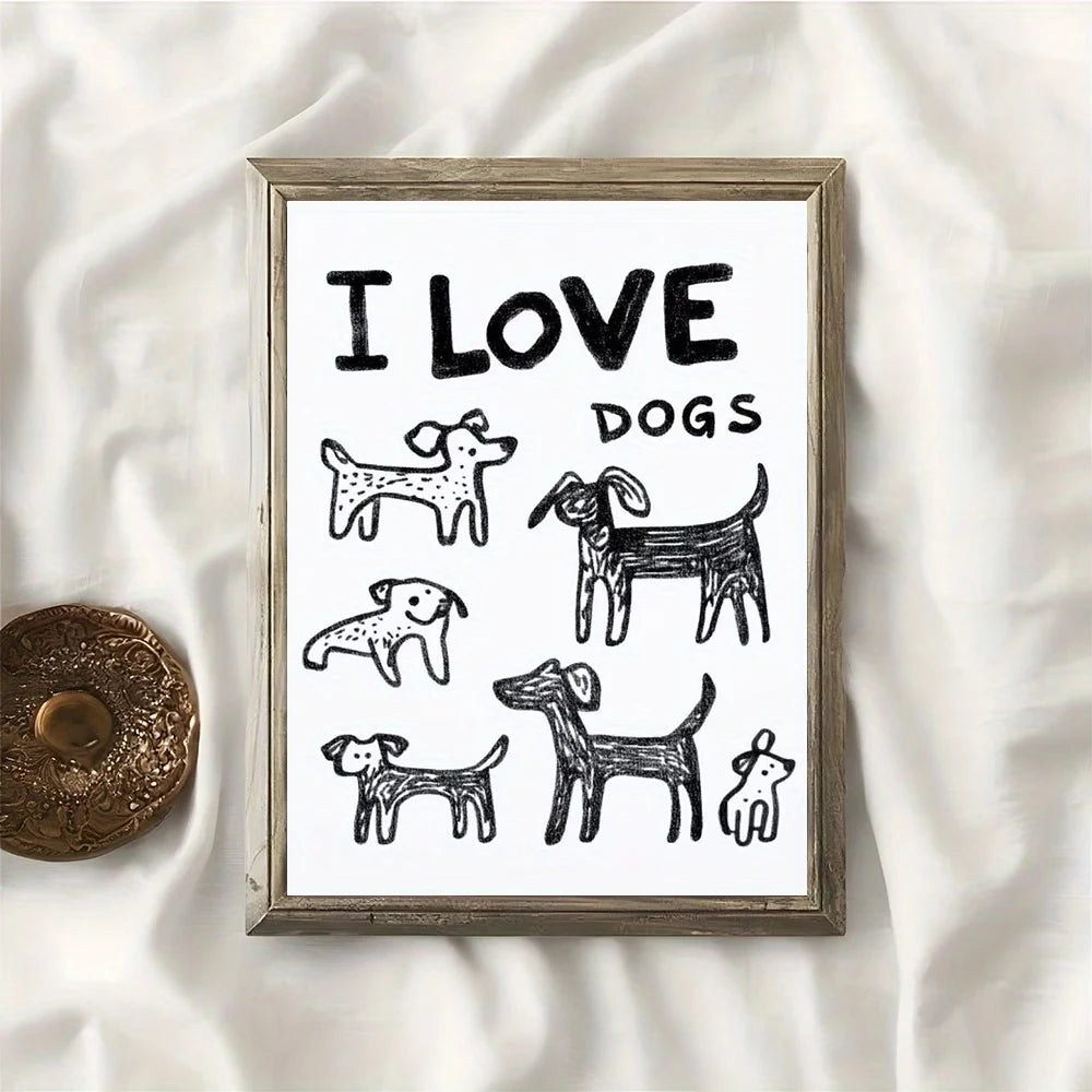 I Love Dogs Quote Canvas Wall Art Print | Pet Home Decor