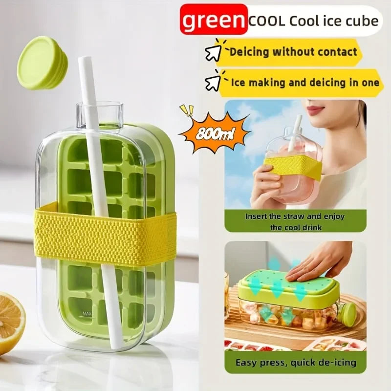 12-Grid Food-Grade Ice Cube Tray with Lid | 500/800ml Combo