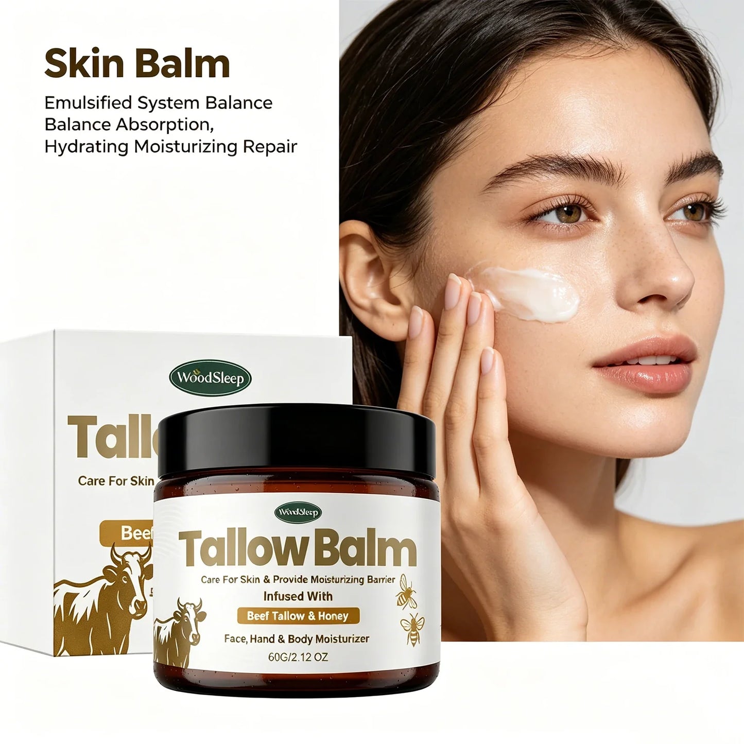 Woodsleep Beef Tallow & Honey Skin Balm – Hydrating Moisturizer