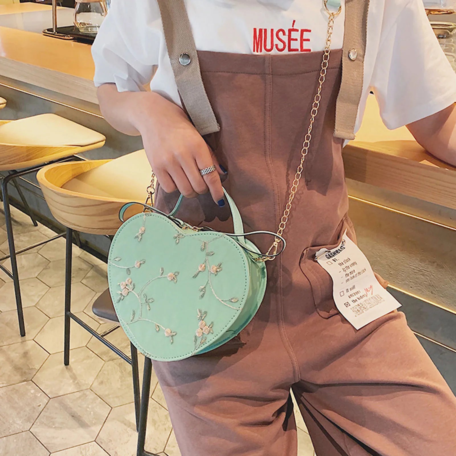 Womens Lace Heart Crossbody Bag PU Leather Shoulder Purse Fashion Handbag with Chain Strap for Valentine Gift 21x17x6cm Peaceful Pleasures Health and Wellness