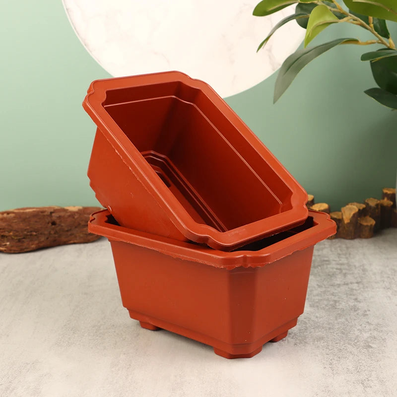 5Pcs Thicken Flowerpot Rectangular Indoor Plants Seedling Plastic Bonsai Home Office Cactus Pot Flower Pot Gardening Pot Peaceful Pleasures Health and Wellness