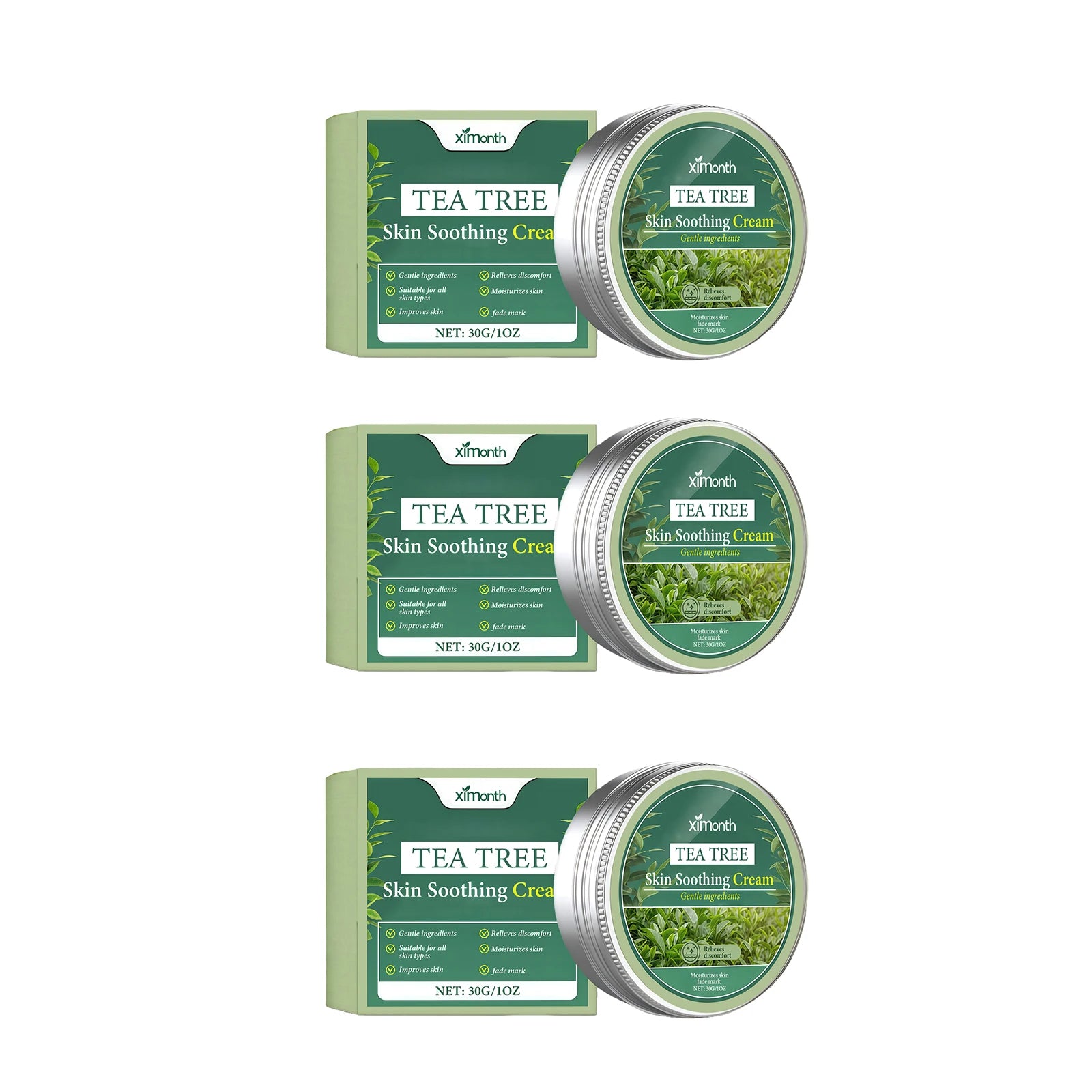 Tea Tree Soothing Cream Hydrating Stabilizing Repair Barrier Protection Brightening Shrink Pores Smooth Refreshing Moisturizer Peaceful Pleasures Health and Wellness 90g boxed