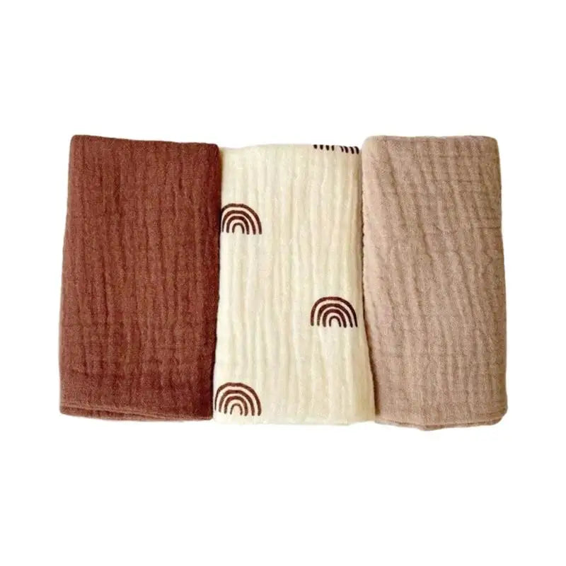 Soft Cotton Baby Washcloths Set of 3 | Newborn Bath Towels