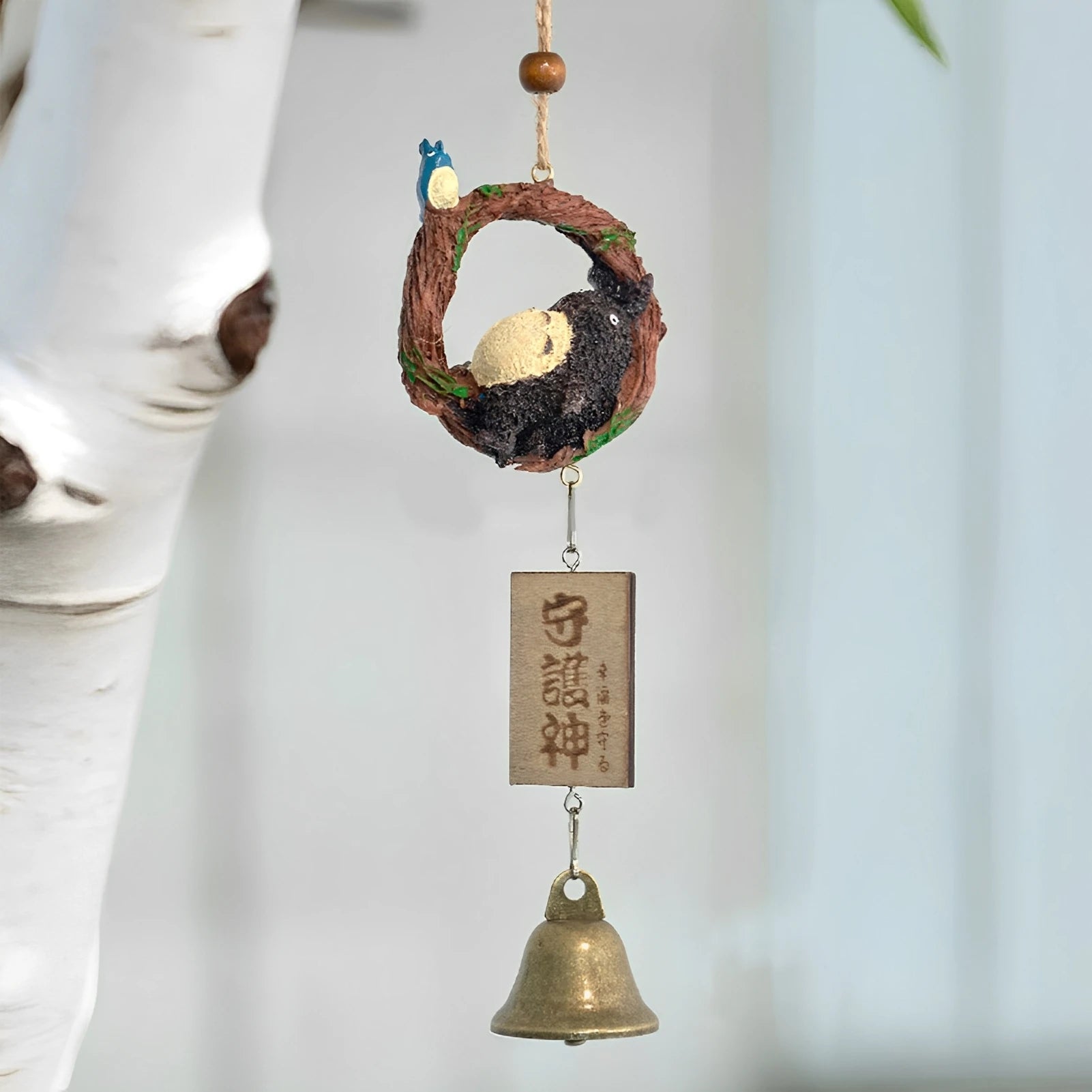 Japanese Copper Wind Chime Bell Outdoor Decor Sleepy Cat Wind Chime Decor Copper Furin Bell Wind Chime Peaceful Pleasures Health and Wellness