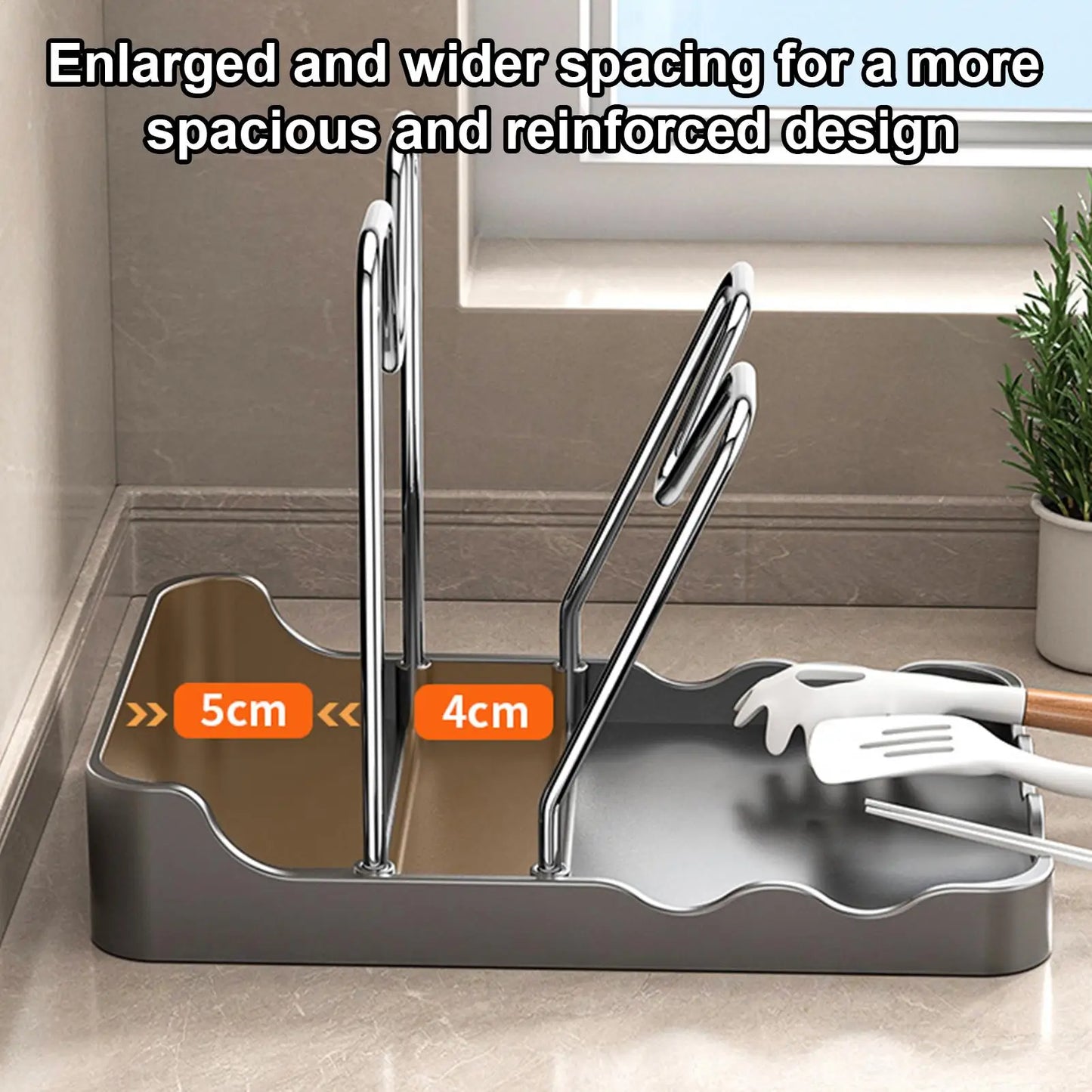 Double Layer Pot Lid Organizer Rack with Drip Tray | Kitchen Storage