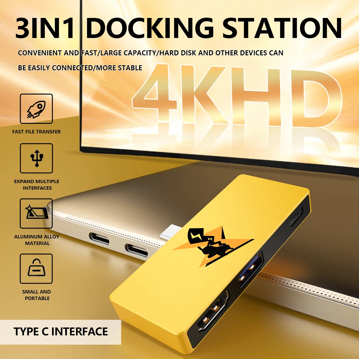 USB-C to HDMI 3-in-1 Hub | 4K, PD 100W, USB 3.0 Adapter