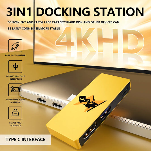 USB-C to HDMI 3-in-1 Hub | 4K, PD 100W, USB 3.0 Adapter USB-C Multiport Hub Peaceful Pleasures Health and Wellness