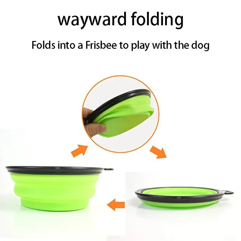 Foldable Silicone Pet Travel Bowl with Carabiner – Dogs & Cats