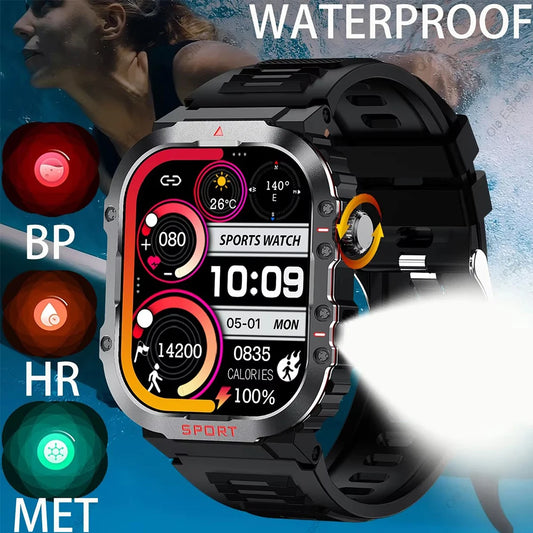 New in GPS Smart Watch For Men Wome Military Flashlight Waterproof Outdoor Sport Bluetooth Call Smartwatch Smart Band Pk HT30 Peaceful Pleasures Health and Wellness