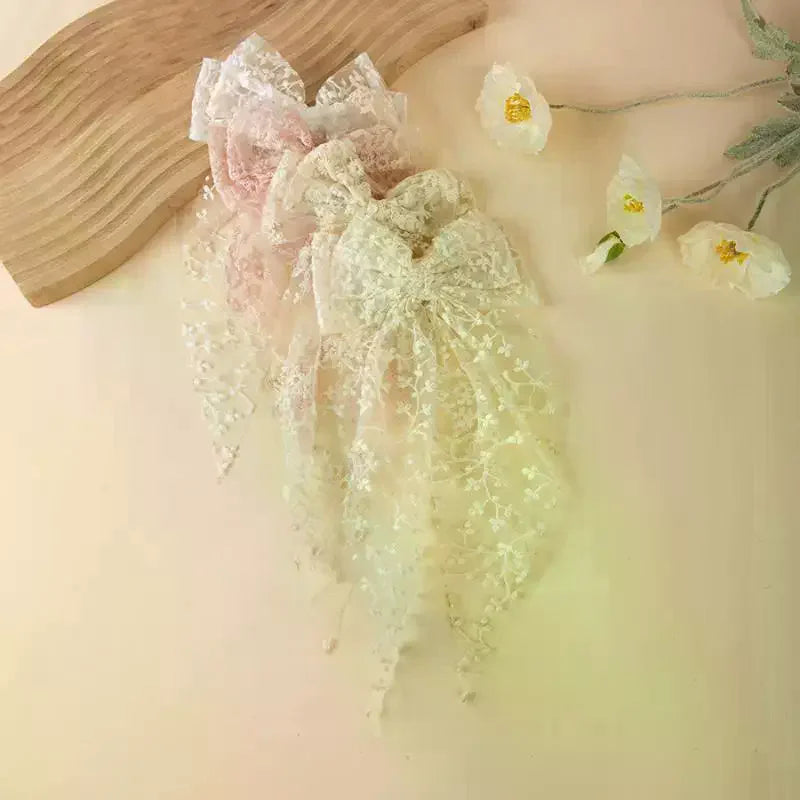Girls Lace Swallowtail Bow Hair Clip – Princess Hairpin Gift
