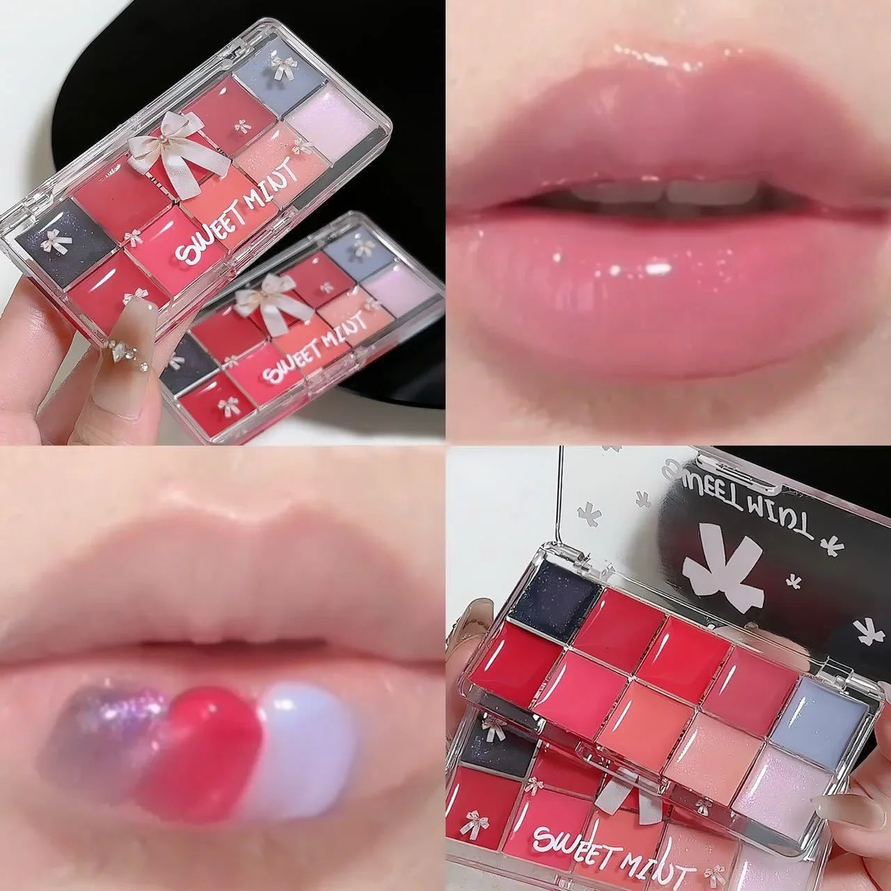 10-Color Jelly Lip Gloss Palette – Glossy Waterproof Lipstick
