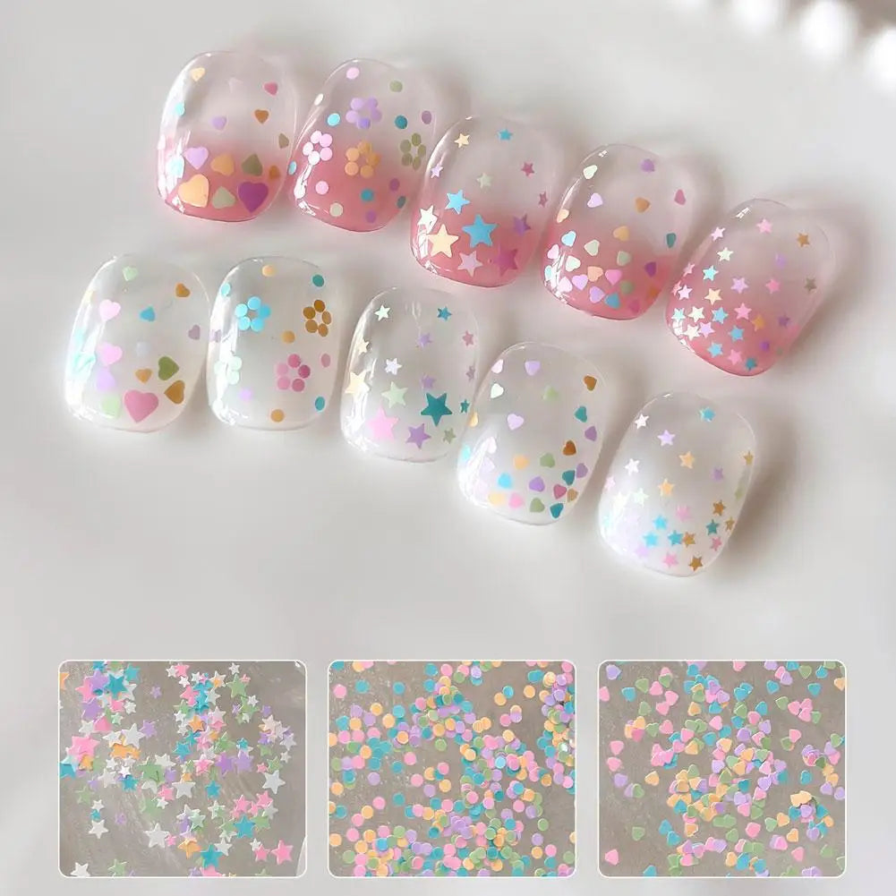 Heart & Star Nail Glitter Sequins – Colorful Manicure Decorations
