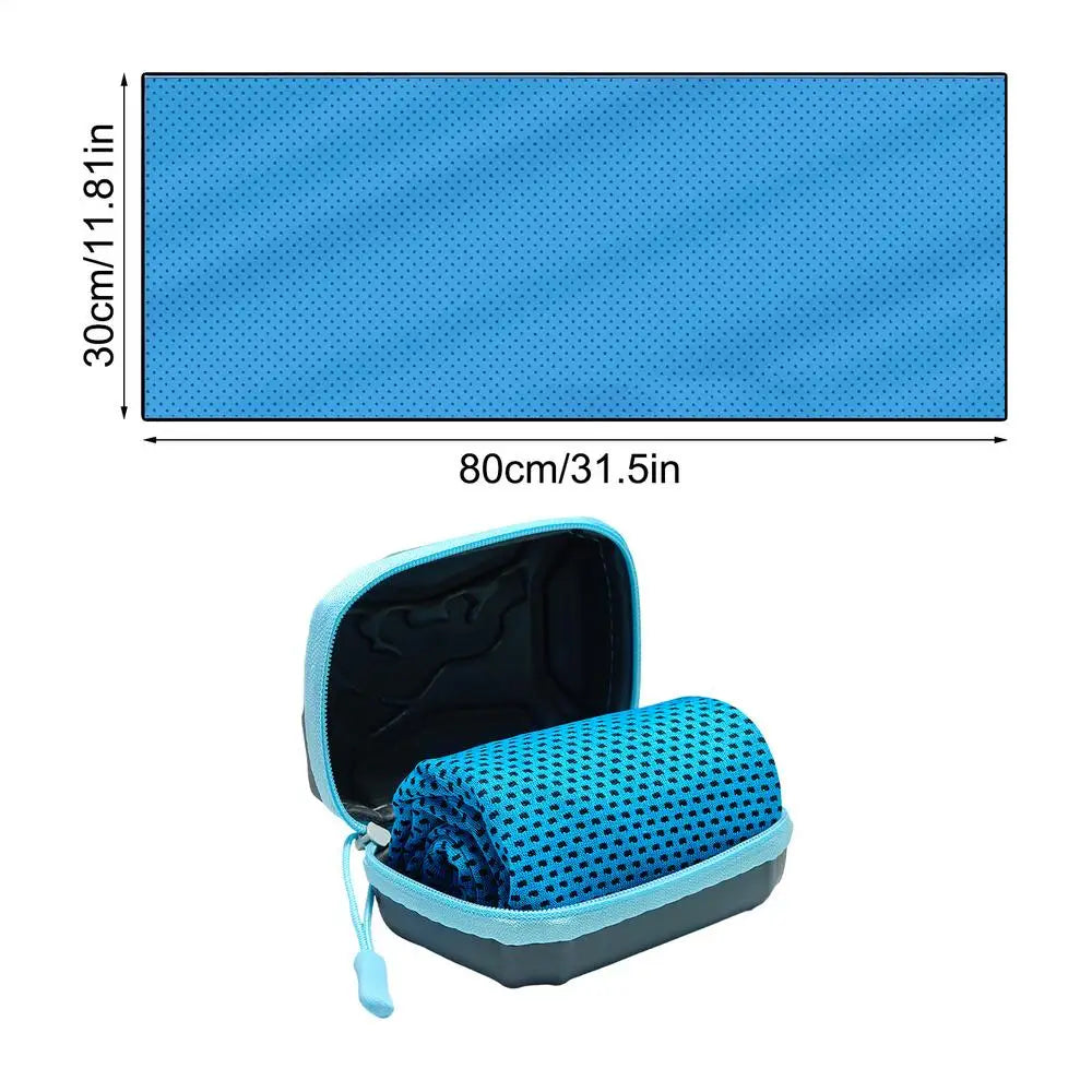 Cooling Towels for Sports 12x31 Inch with Storage Box Hot Weather Summer Cool Neck Towel for Men Women Runners Gym Workout Home Peaceful Pleasures Health and Wellness Sky Blue CN