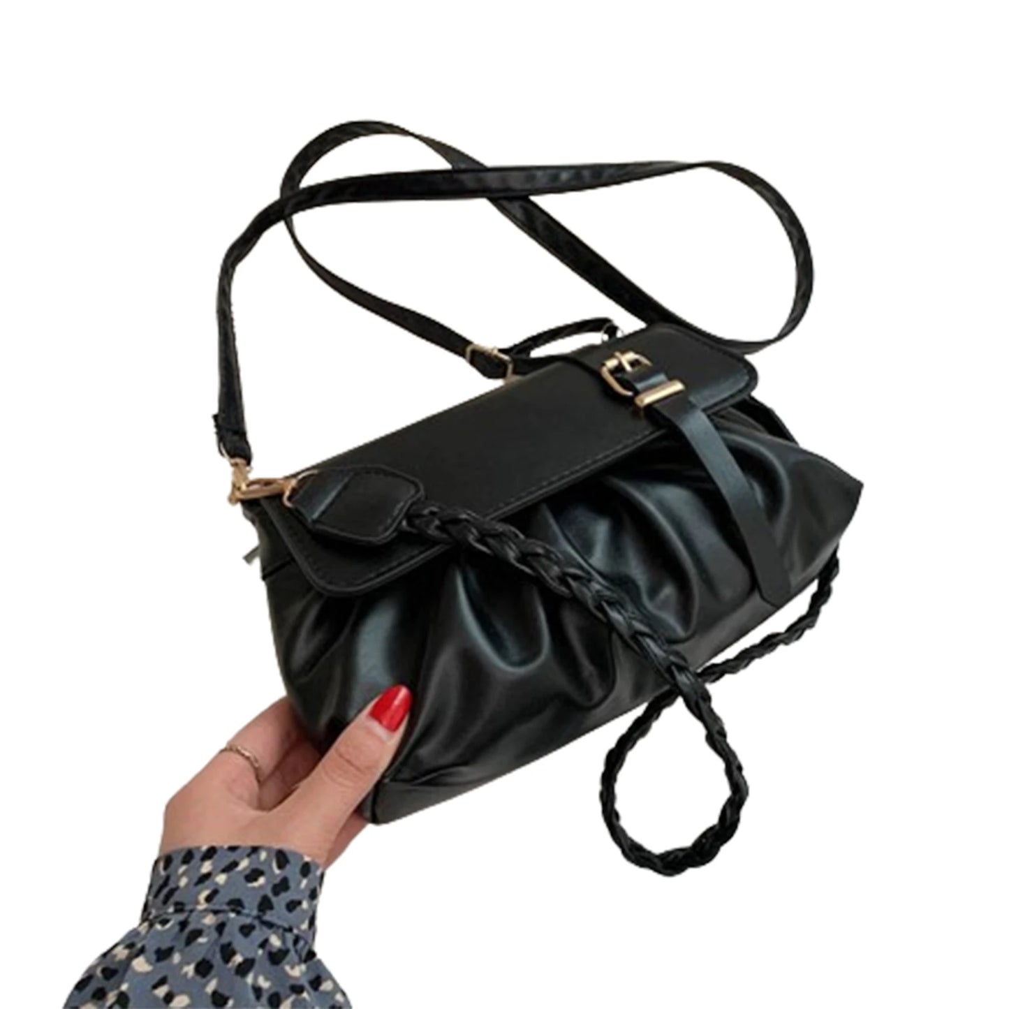 Female Fashion Crossbody Bag Versatile Temperament Lightweight Handbags Exquisite Gift for Girls Birthday Peaceful Pleasures Health and Wellness Black