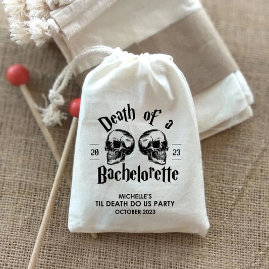 5-Pack Personalized Gothic Bachelorette Hangover Kit Bags | Halloween Personalized Gift Bag Peaceful Pleasures Health and Wellness