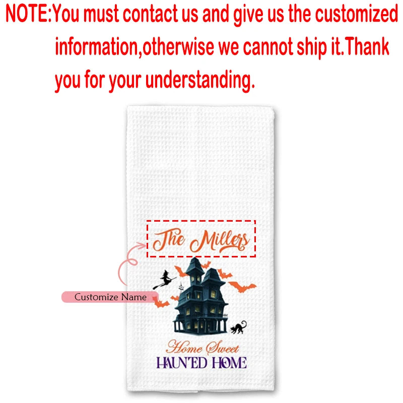 Personalized Halloween Dish Towel | Custom Hostess Gift