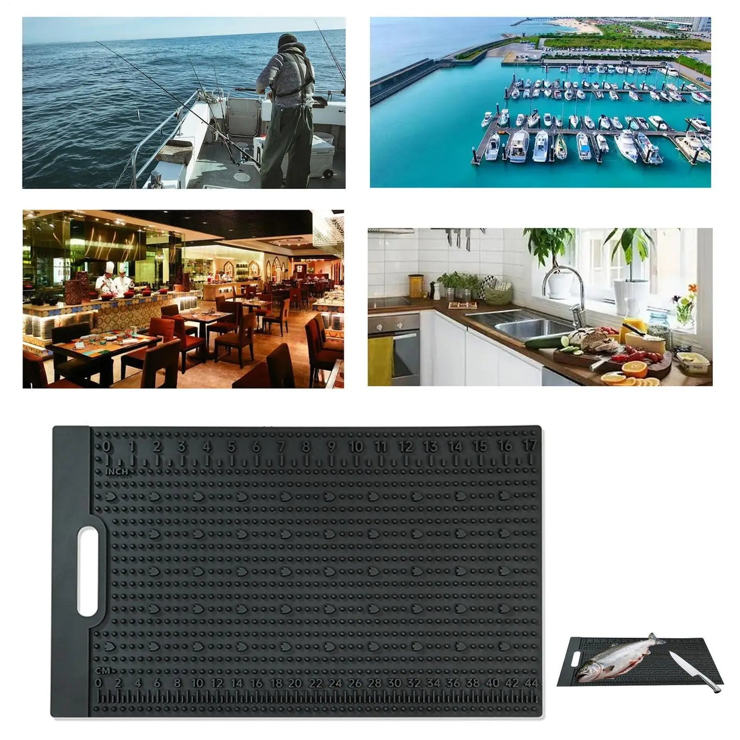 Fish Fillet Mat Anti-slip Texture with Measuring Scale Fish Filleting Pad for Anglers Fishermen Fish Cutting Board Easy to Clean Peaceful Pleasures Health and Wellness