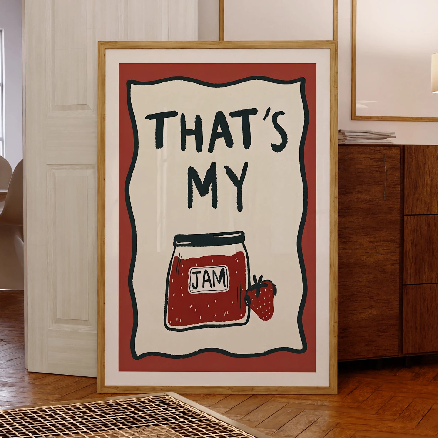 Pink Strawberry "That's My Jam" Canvas Wall Art Print | Decor
