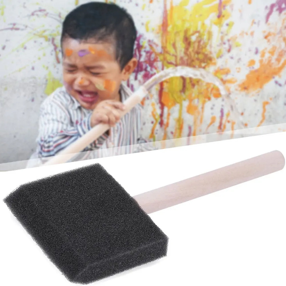 4-Piece Sponge Foam Paint Brush Set | Wooden Handle Foam Paint Brush Set Peaceful Pleasures Health and Wellness