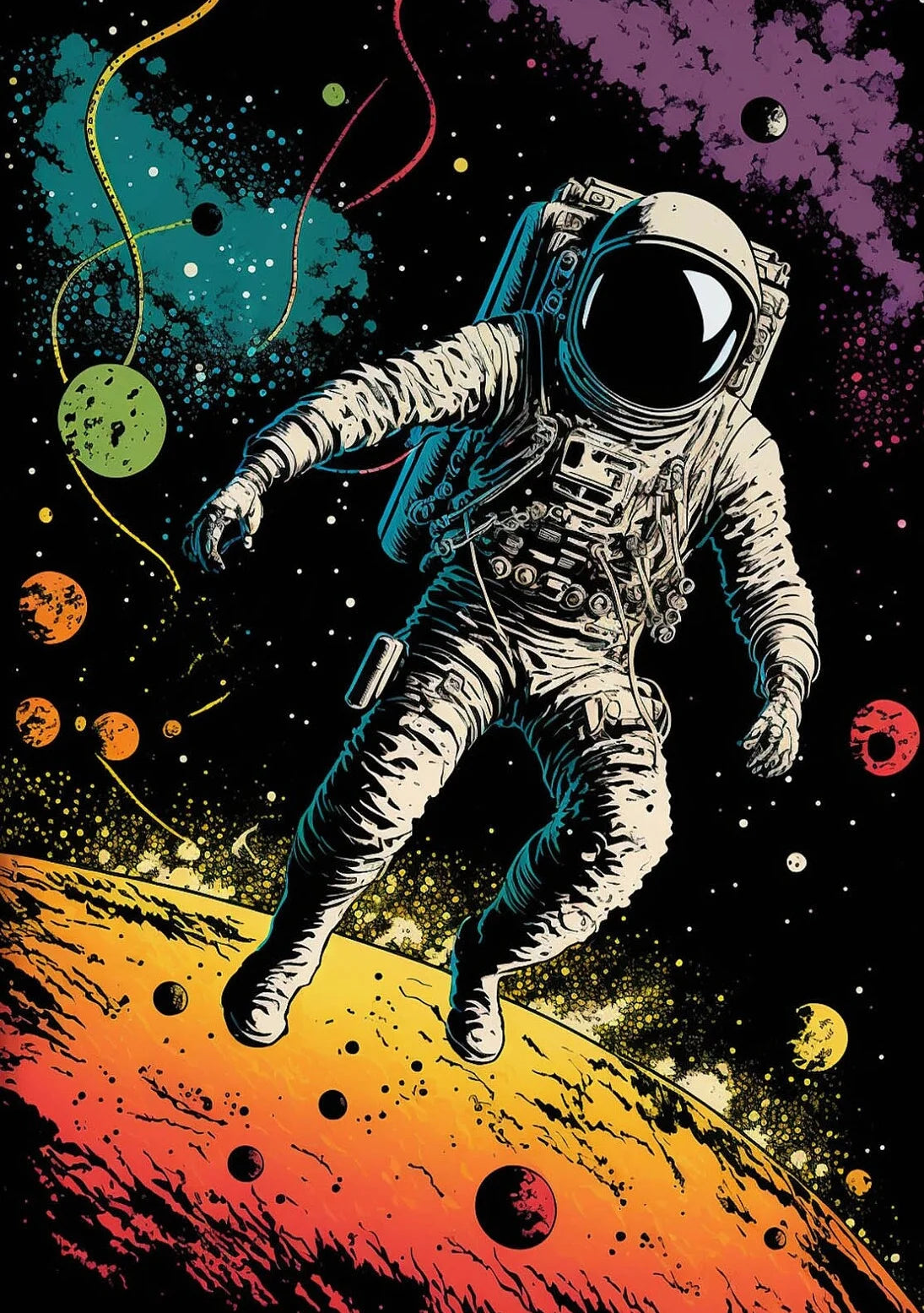 Astronaut Canvas Wall Art | Modern Sci-Fi Space Poster Print Canvas Wall Art Peaceful Pleasures Health and Wellness 9 40x60cm Unframed