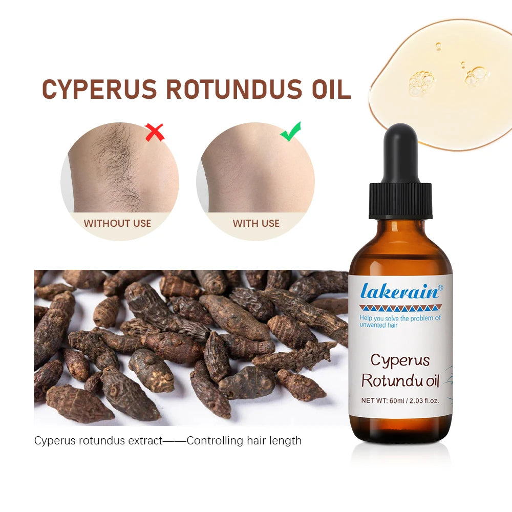 Semi-permanent Cyperus Rotundus Oil Hair Remover Armpit Legs Arms Hair Growth Inhibitor Beauty Skin Care Body Essential Oil Peaceful Pleasures Health and Wellness