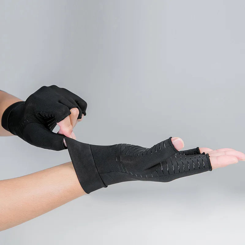 Fiber Pressure Gloves Joint Rehabilitation Training Copper Ion Gloves Outdoor Men's and Women's Cycling Fingerless Gloves Peaceful Pleasures Health and Wellness