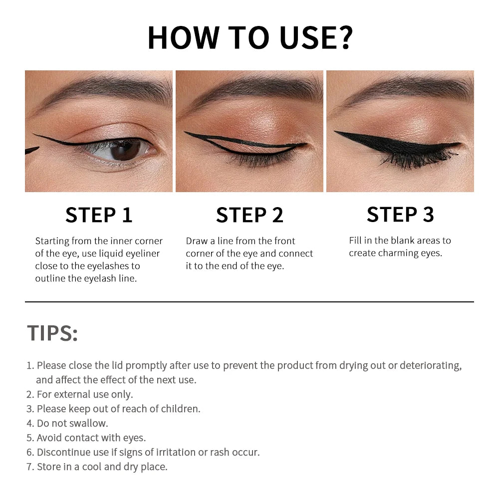 Waterproof Eyeliner Pen Matte Liquid Eyeliner 17H Long Wear Sweat Proof Smudgeproof Stain-free Ultra-fine Liquid Cosmetics Peaceful Pleasures Health and Wellness