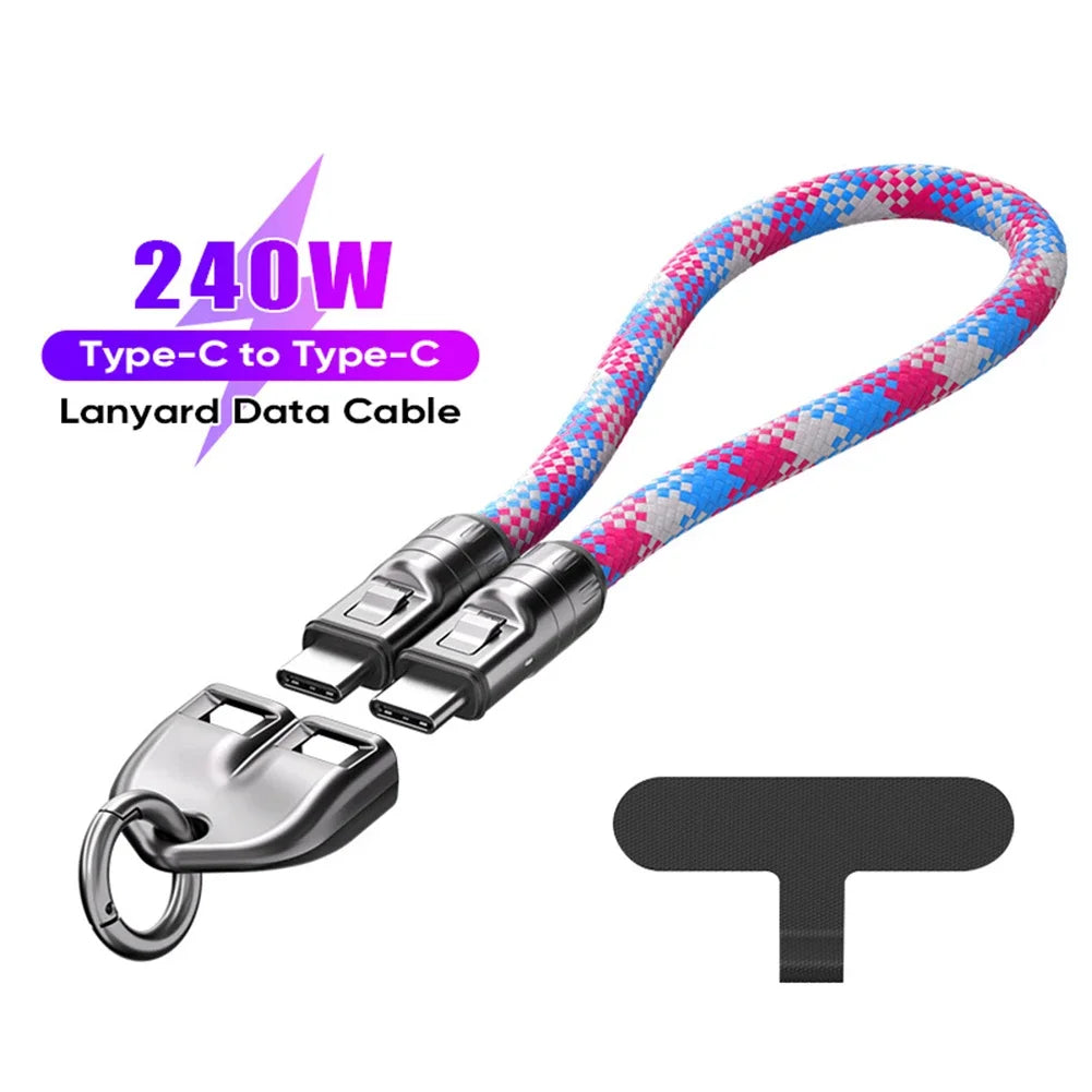 2-in-1 USB-C Lanyard & 240W Fast Charging Cable | PD Zinc Alloy