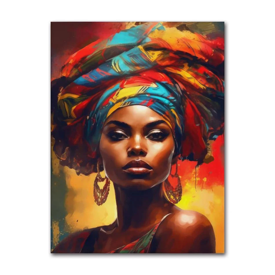 African Beauty Girl Canvas Wall Art | Modern Scandinavian Poster