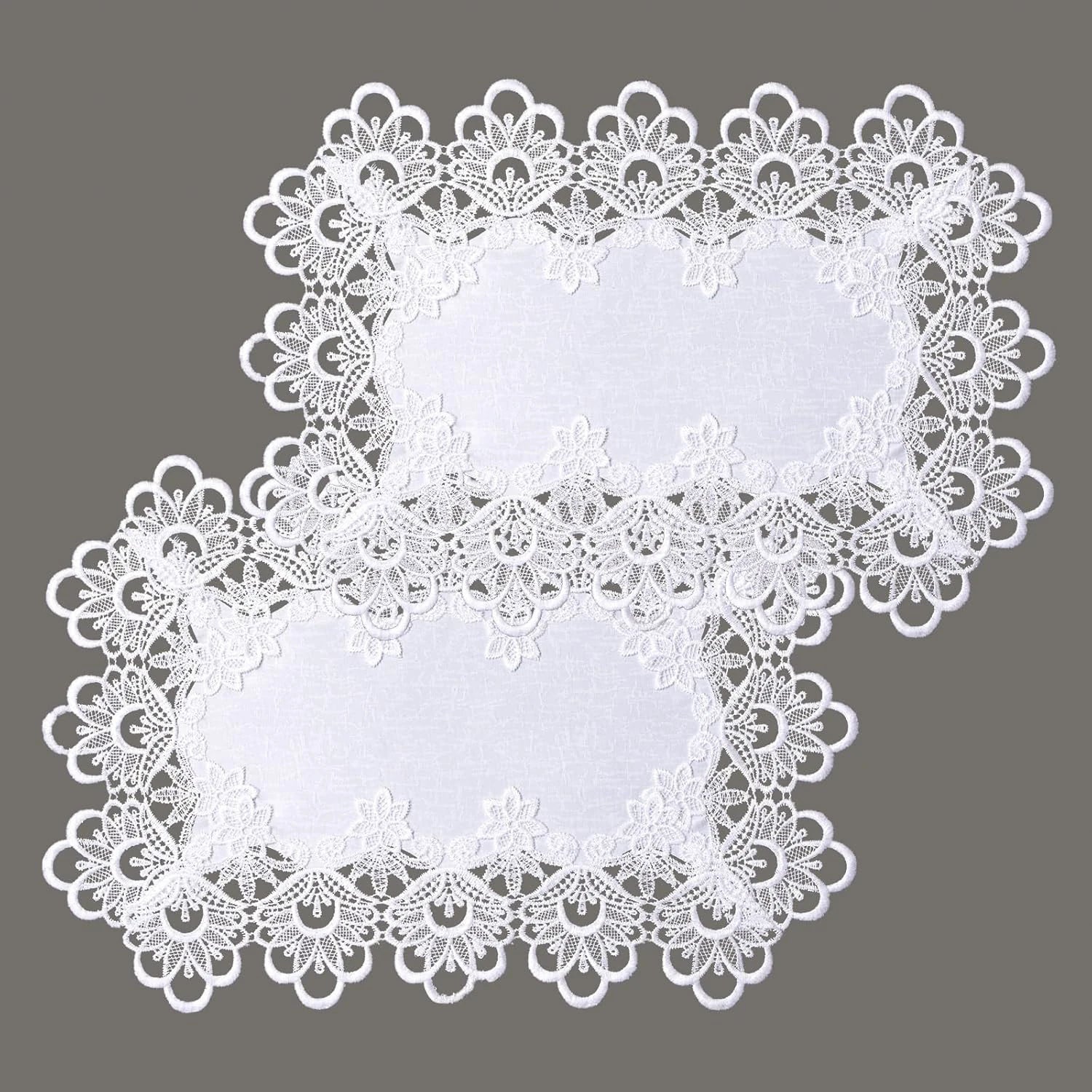 Battilo White Lace Placemats for Dining Table Embroidered Rectangle Cup Mat Set of 2 Decorative Table Mats Wedding Party Decor Peaceful Pleasures Health and Wellness