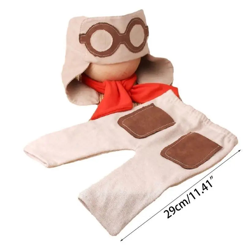 Newborn Photography Props Romper Hat & Glasses Set | 0–1M