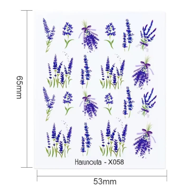 Harunouta 1 Sheet Nail Water Decals Transfer Lavender Spring Flower Leaves Nail Art Stickers Nail Art Manicure DIY Peaceful Pleasures Health and Wellness